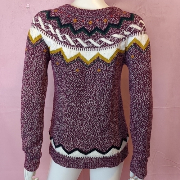 Old Navy Purple Fair Isle Print Crew Neck Pullover Winter Sweater size Small - Picture 3 of 6